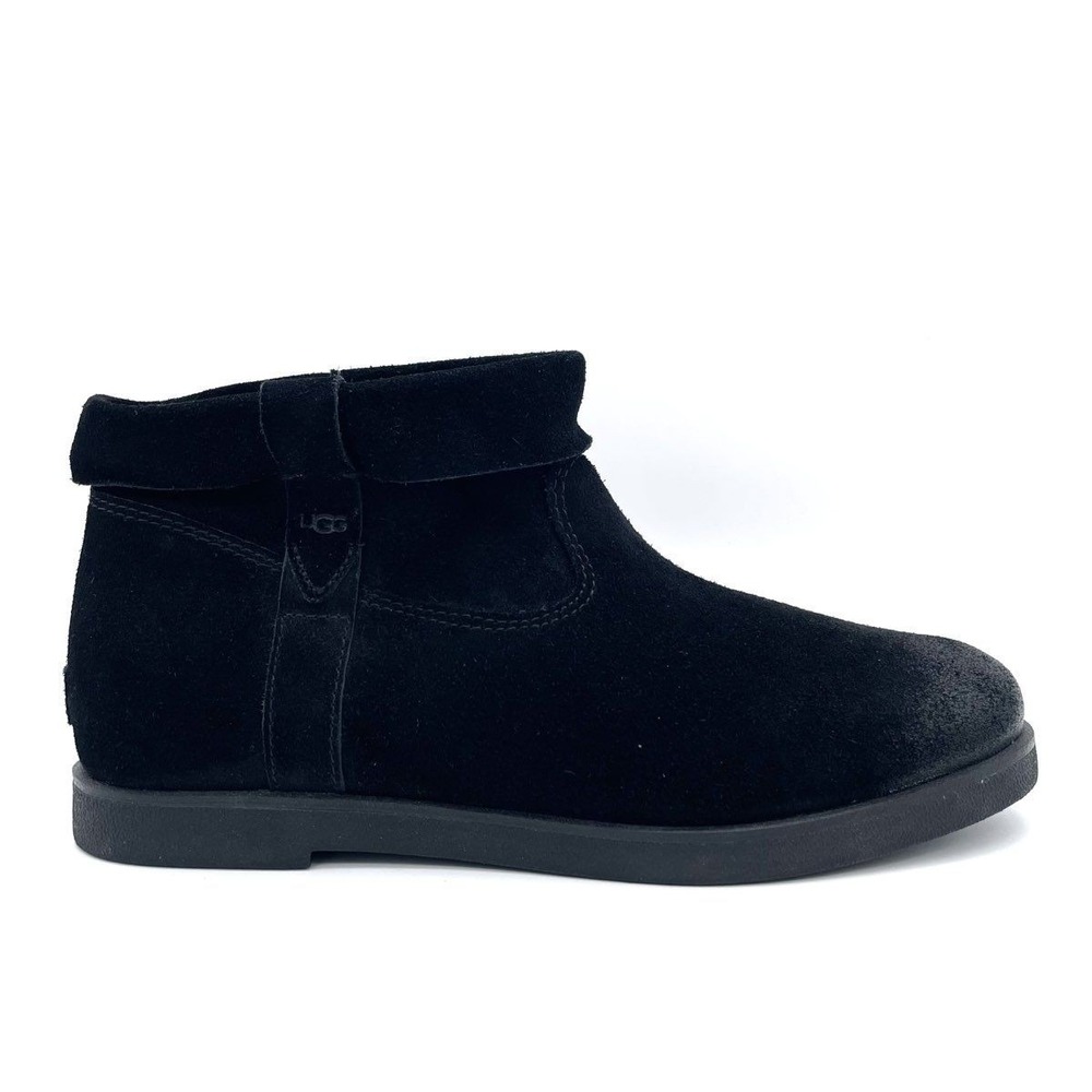 UGG Black Suede Ankle Boots Womens Size 10 Side Zip Casual Chelsea Boot Leather
